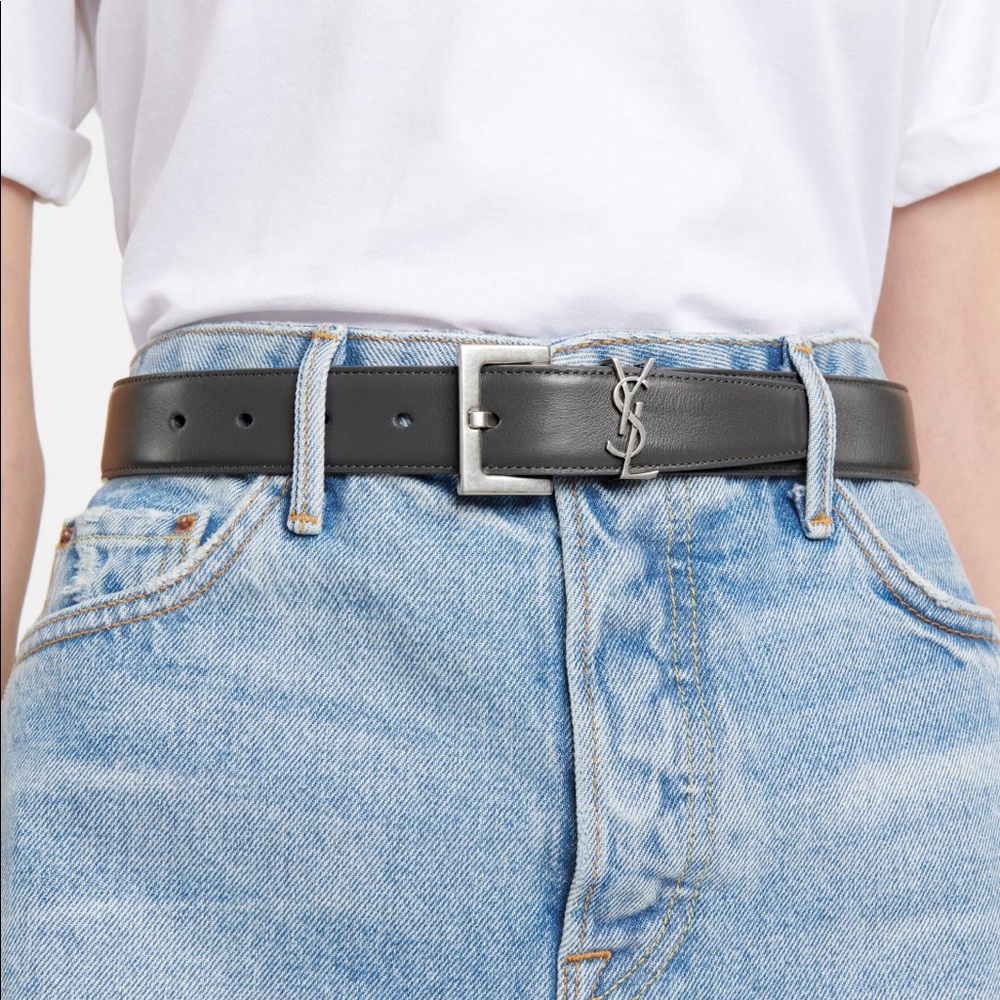 BNWT Saint Laurent YSL Monogram Cintura Leather Belt 90